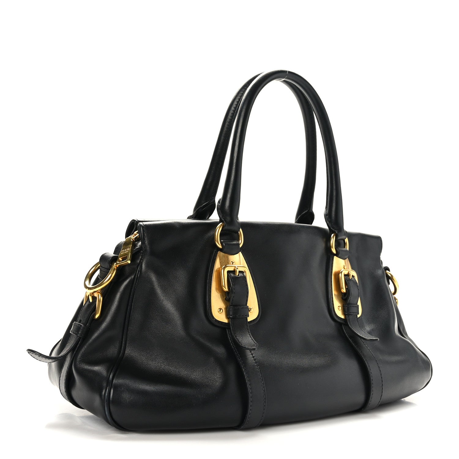 Prada Soft Calf Shopping Satchel Black 3 of 8