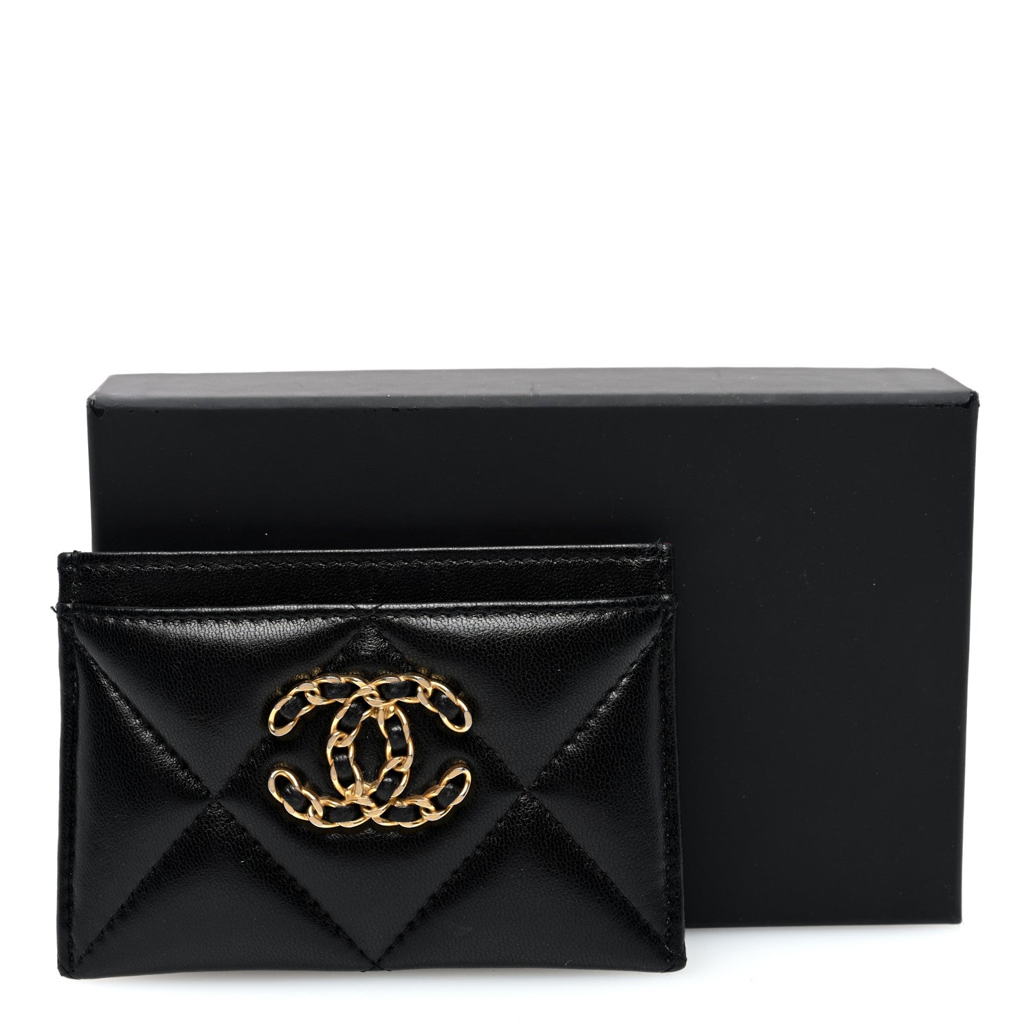 Chanel Lambskin Quilted Chanel 19 Card Holder Black 8 of 8