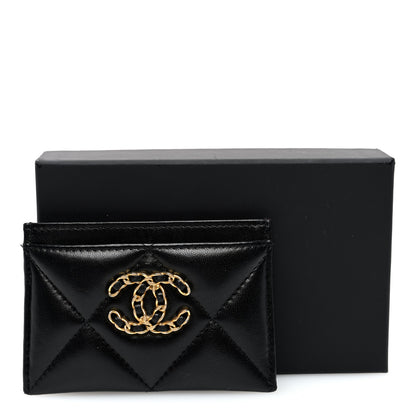 Chanel Lambskin Quilted Chanel 19 Card Holder Black 8 of 8