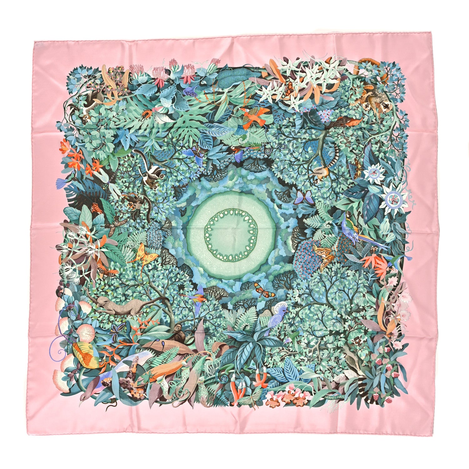 Hermes Silk Au Coeur de la Vie Scarf 90 Pink 1 of 3