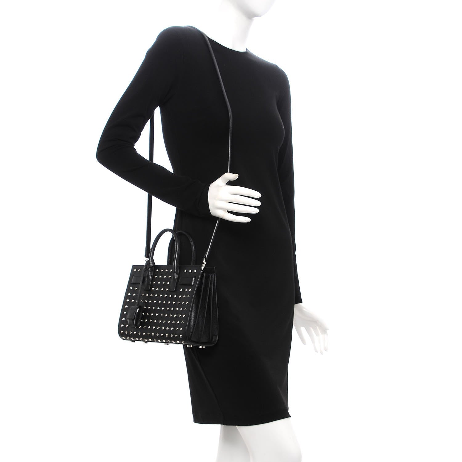 Saint Laurent Grain De Poudre Studded Nano Sac De Jour Black 2 of 7