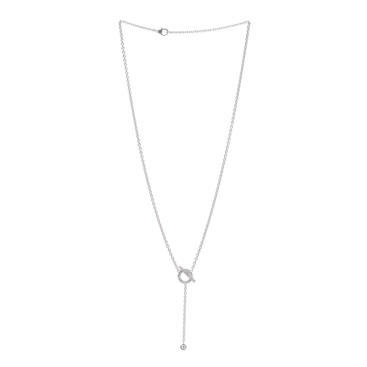 Hermes 18K White Gold Diamond Finesse Lariat Necklace 2 of 5