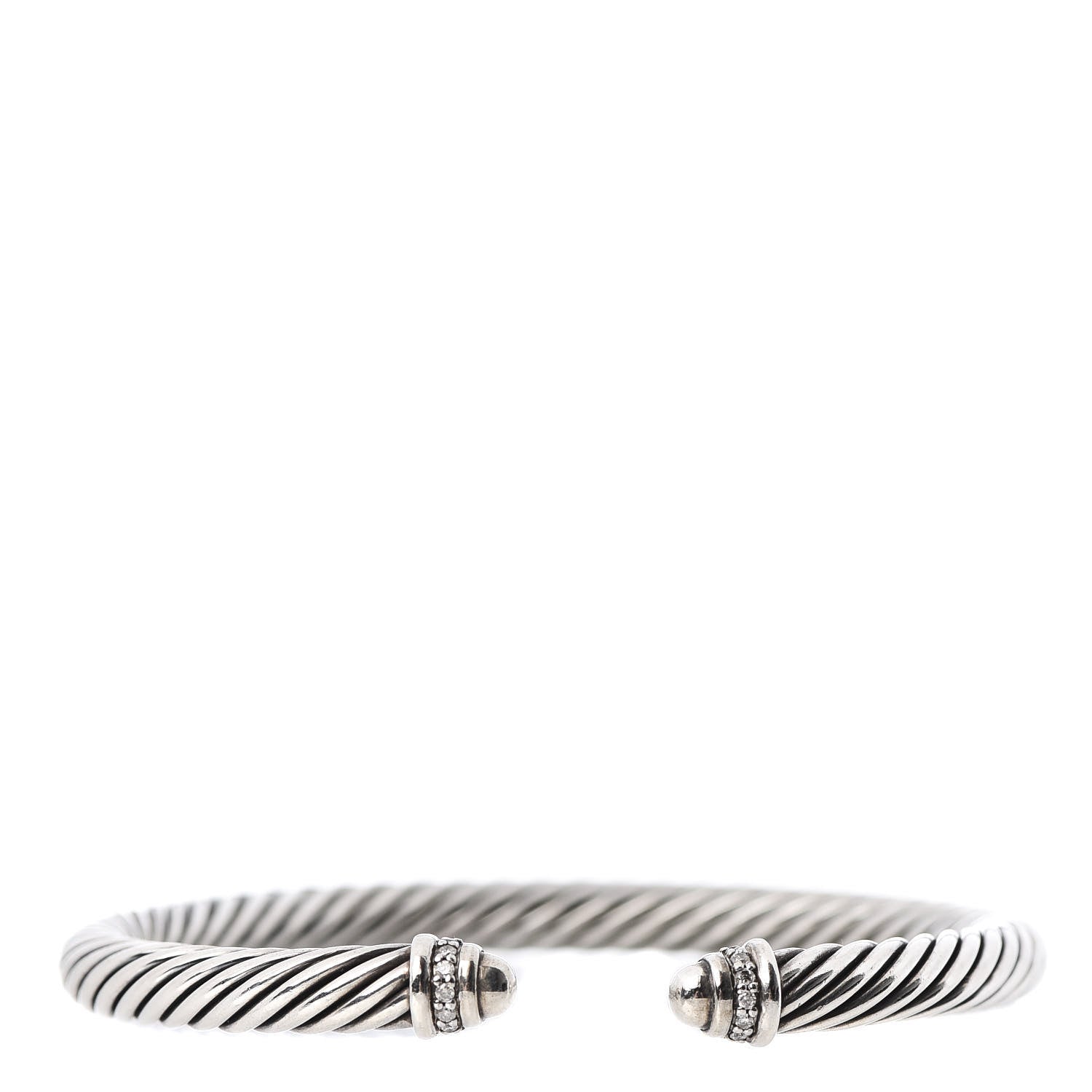 David Yurman Sterling Silver Diamond 5mm Cable Classics Dome Bracelet 1 of 5