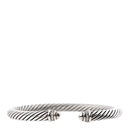 David Yurman Sterling Silver Diamond 5mm Cable Classics Dome Bracelet 1 of 5