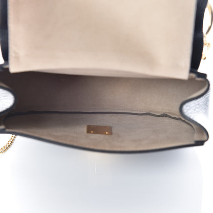Chloe Grained Calfskin Lambskin Mini Bi-Color Drew Shoulder Bag Black Powder Beige 7 of 9
