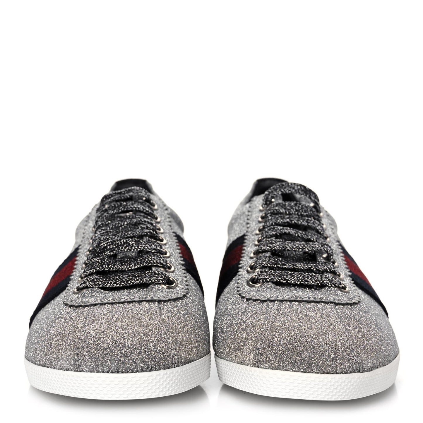 Glitter Fabric Studded Web Womens Sneakers 36.5 Silver