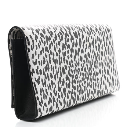 Saint Laurent Calfskin Monogram Printed Leopard Cassandre Clutch Black White 3 of 7