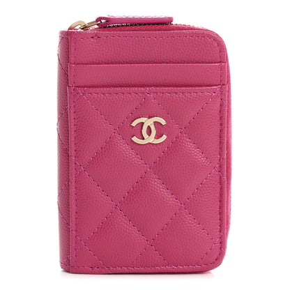 Chanel Caviar Quilted Zip Card Holder Fuchsia 1 of 8