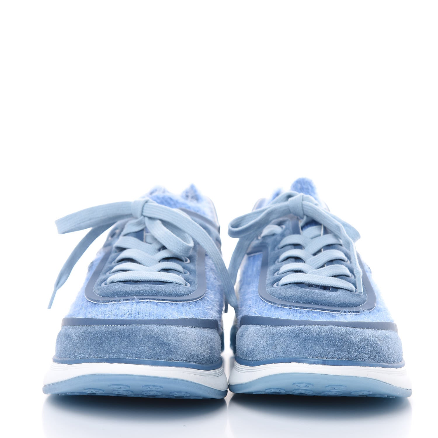 Chanel Suede Calfskin Stretch Fabric CC Sneakers 39.5 Light Blue 3 of 7