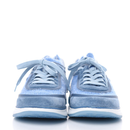 Chanel Suede Calfskin Stretch Fabric CC Sneakers 39.5 Light Blue 3 of 7