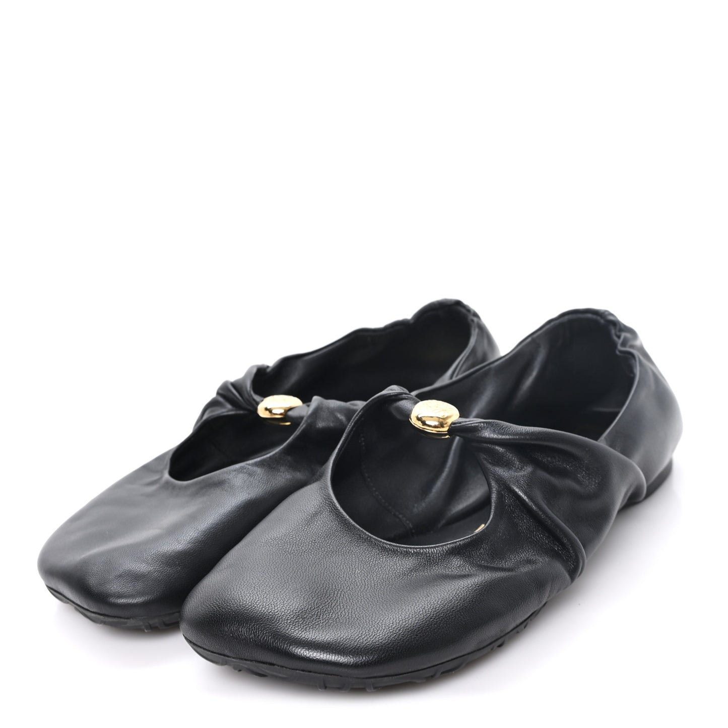 Lambskin Pebble Ballerina Flats 35 Black