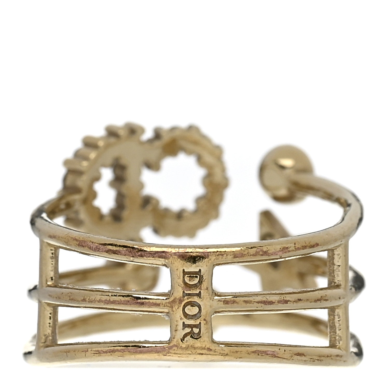 Christian Dior Metal Crystal Shiny-D Ring S Gold 1801179