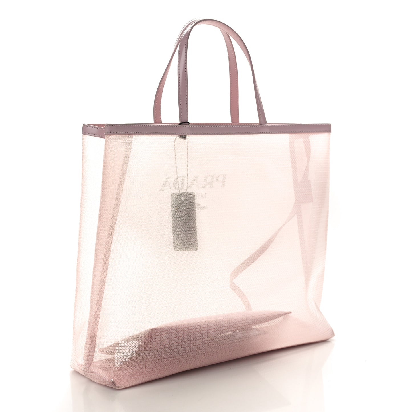 Mesh Paillettes Spazzolato Logo Tote Alabastro
