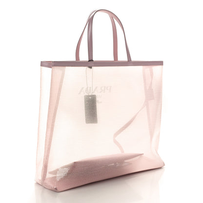 Prada Mesh Paillettes Spazzolato Logo Tote Alabastro 4 of 9