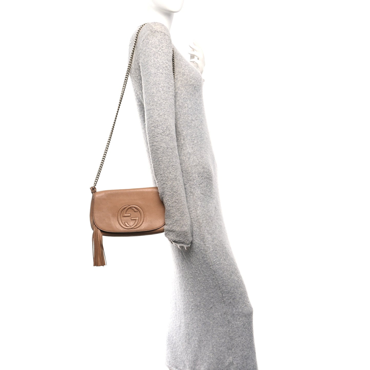 Pebbled Calfskin Medium Soho Flap Crossbody Camelia