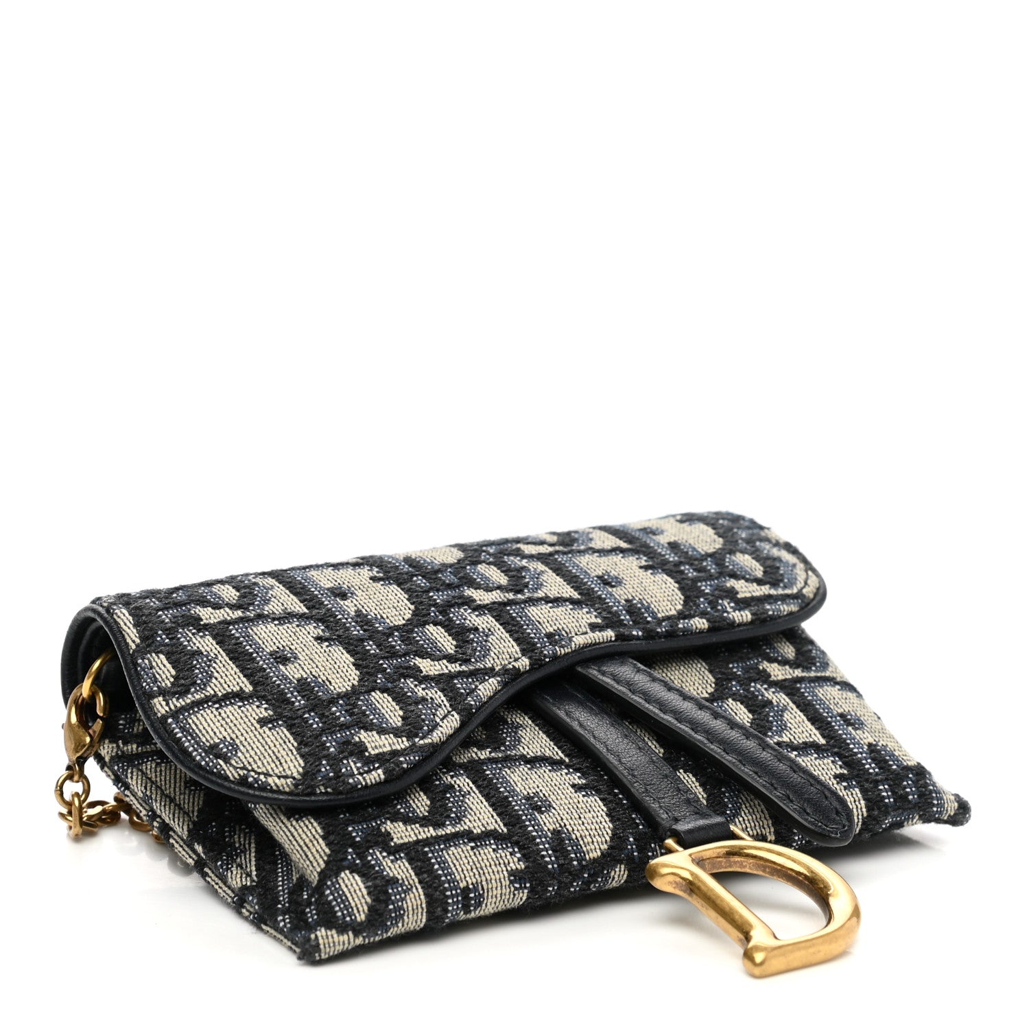 Christian Dior Oblique Nano Saddle Chain Pouch Blue 4 of 8