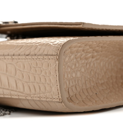 Saint Laurent Calfskin Crocodile Embossed Small Classic Monogram Kate Tassel Satchel Beige 9 of 11