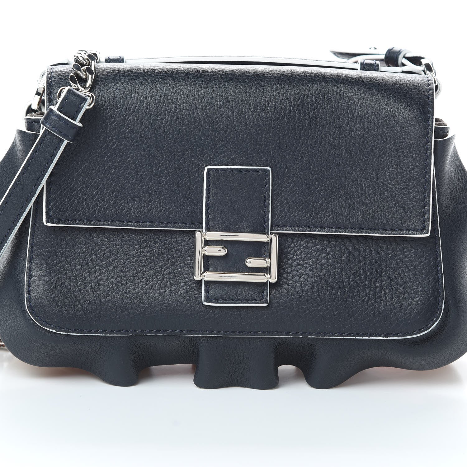 Fendi Vitello Dolce Waves Tri-Color Micro Double Baguette Blue Notte Chantilly 9 of 12