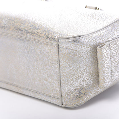 Delvaux Metallic Crispy Calfskin Cool Box Satchel Antique Silver 10 of 10