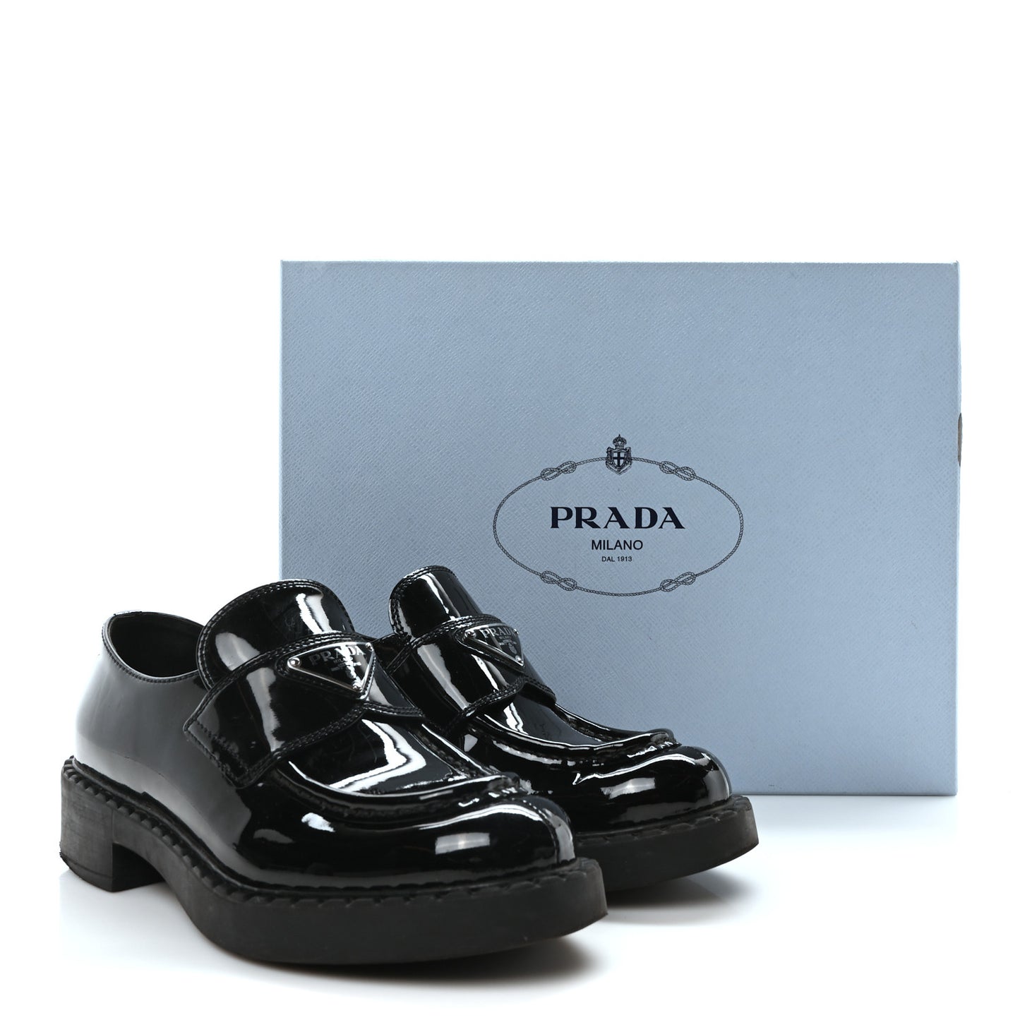 Spazzolato Metal Triangle Logo 50mm Loafers 36 Black