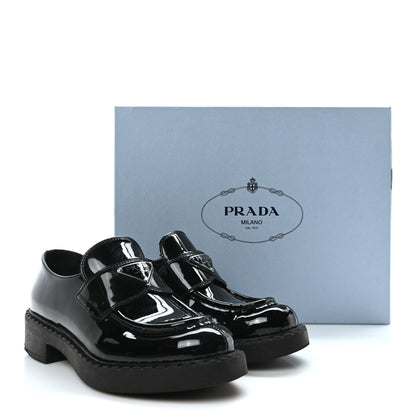 Prada Spazzolato Metal Triangle Logo 50mm Loafers 36 Black 9 of 9