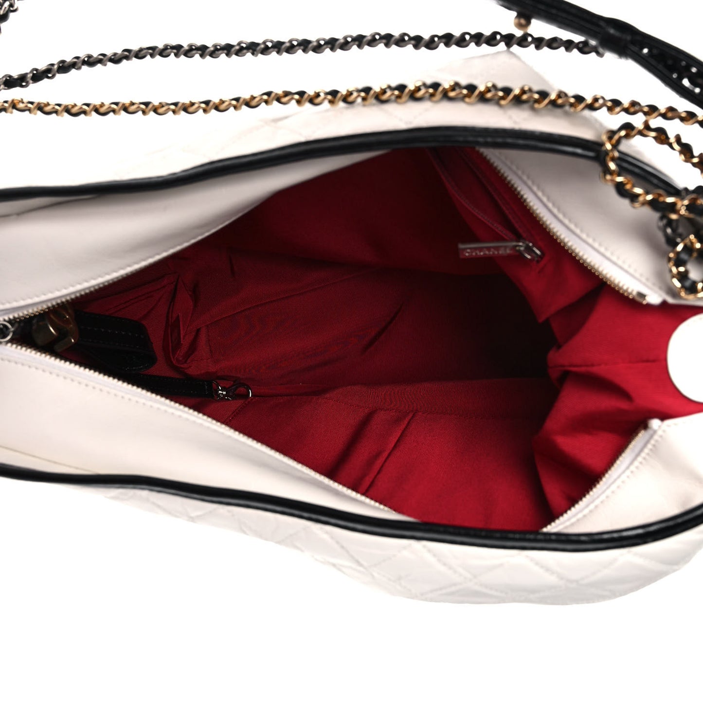 Aged Calfskin Quilted Maxi Gabrielle Hobo White Black