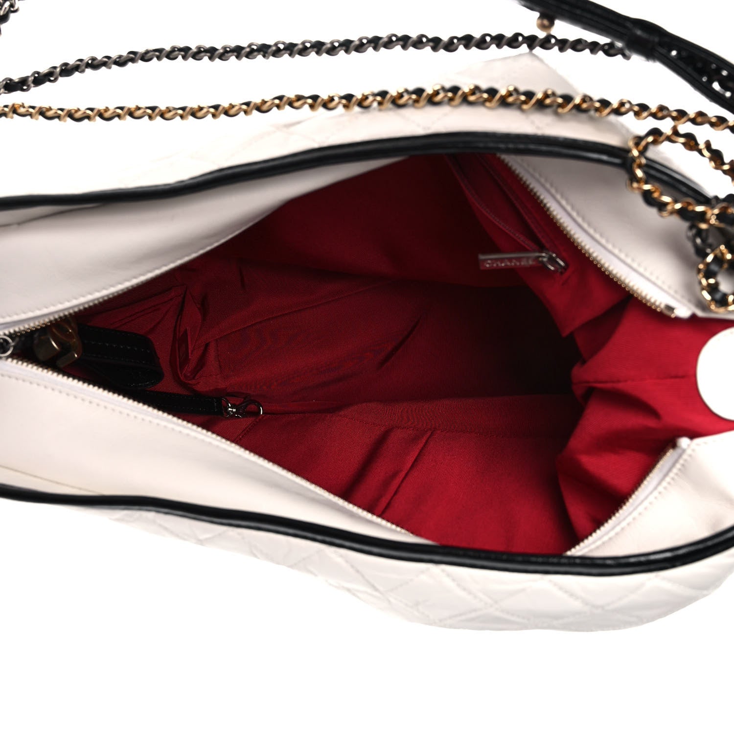 Chanel Aged Calfskin Quilted Maxi Gabrielle Hobo White Black 5 of 10
