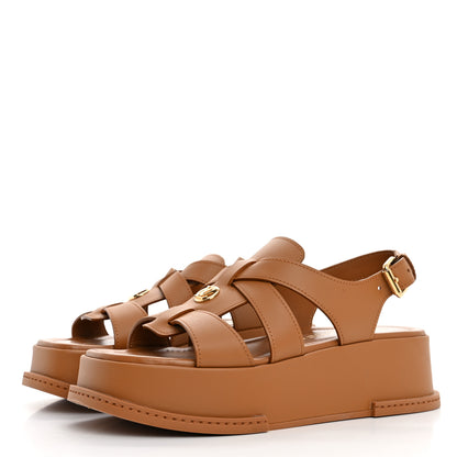 Louis Vuitton Calfskin Maya Flatform Sandals 38 Cognac 4 of 12