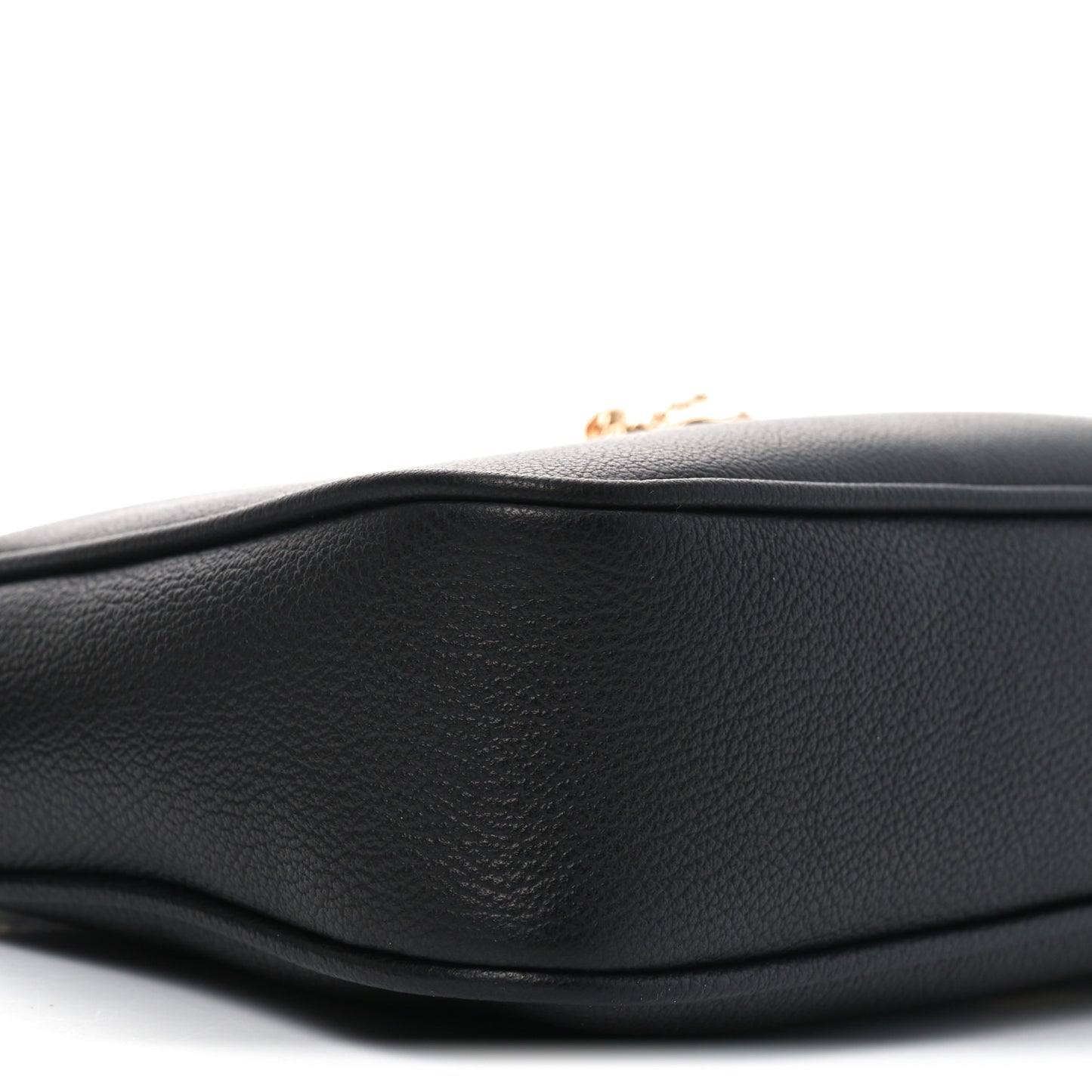 Grained Calfskin Medusa Shoulder Bag Black