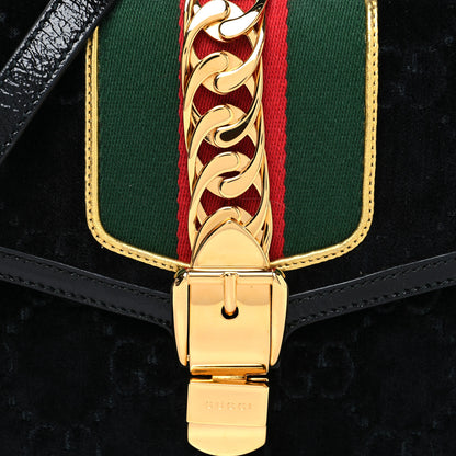 Gucci Velvet GG Monogram Small Sylvie Shoulder Bag Black 7 of 9