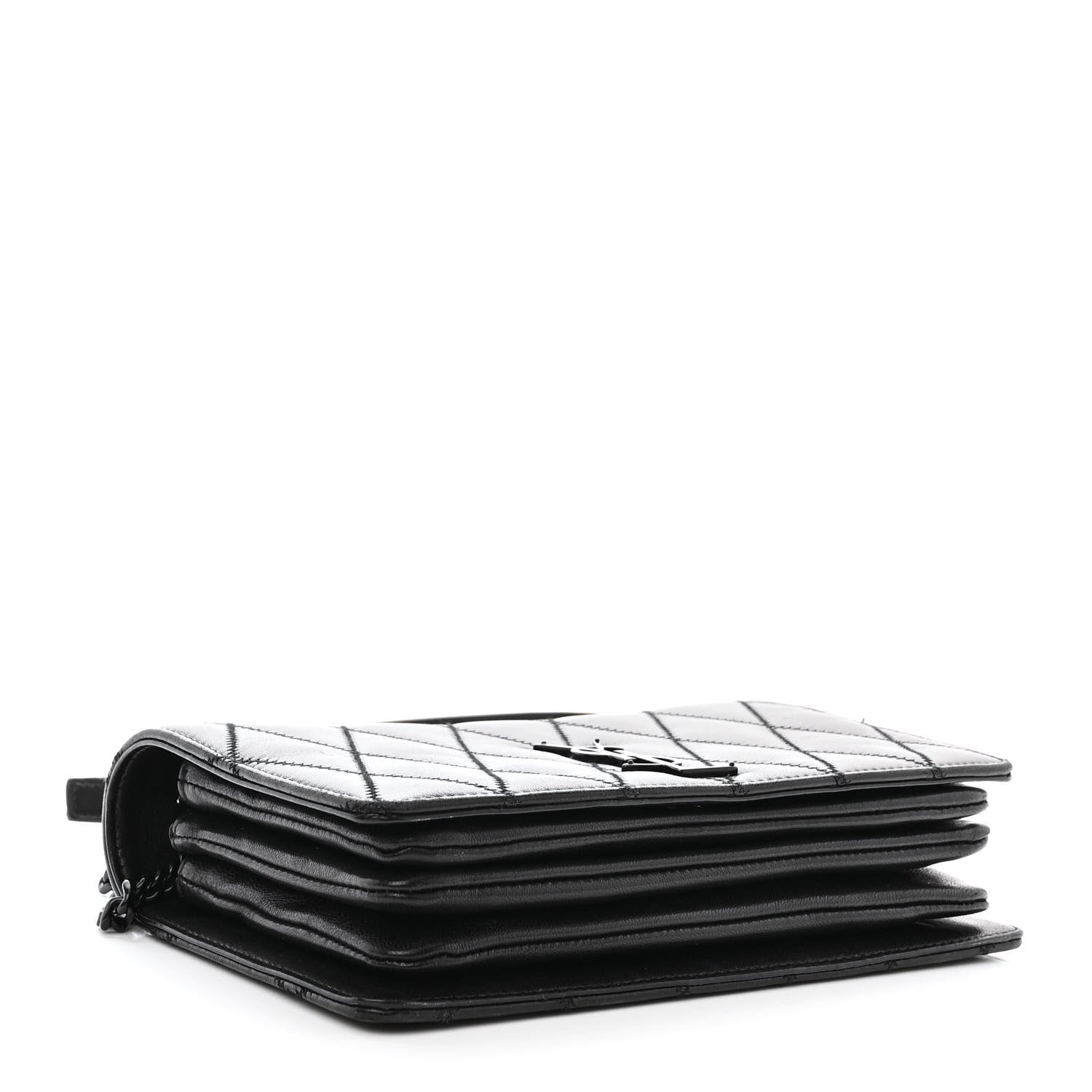 Saint Laurent Lambskin Diamond Quilted Monogram Angie Chain Bag Black 4 of 11