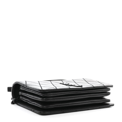 Saint Laurent Lambskin Diamond Quilted Monogram Angie Chain Bag Black 4 of 11