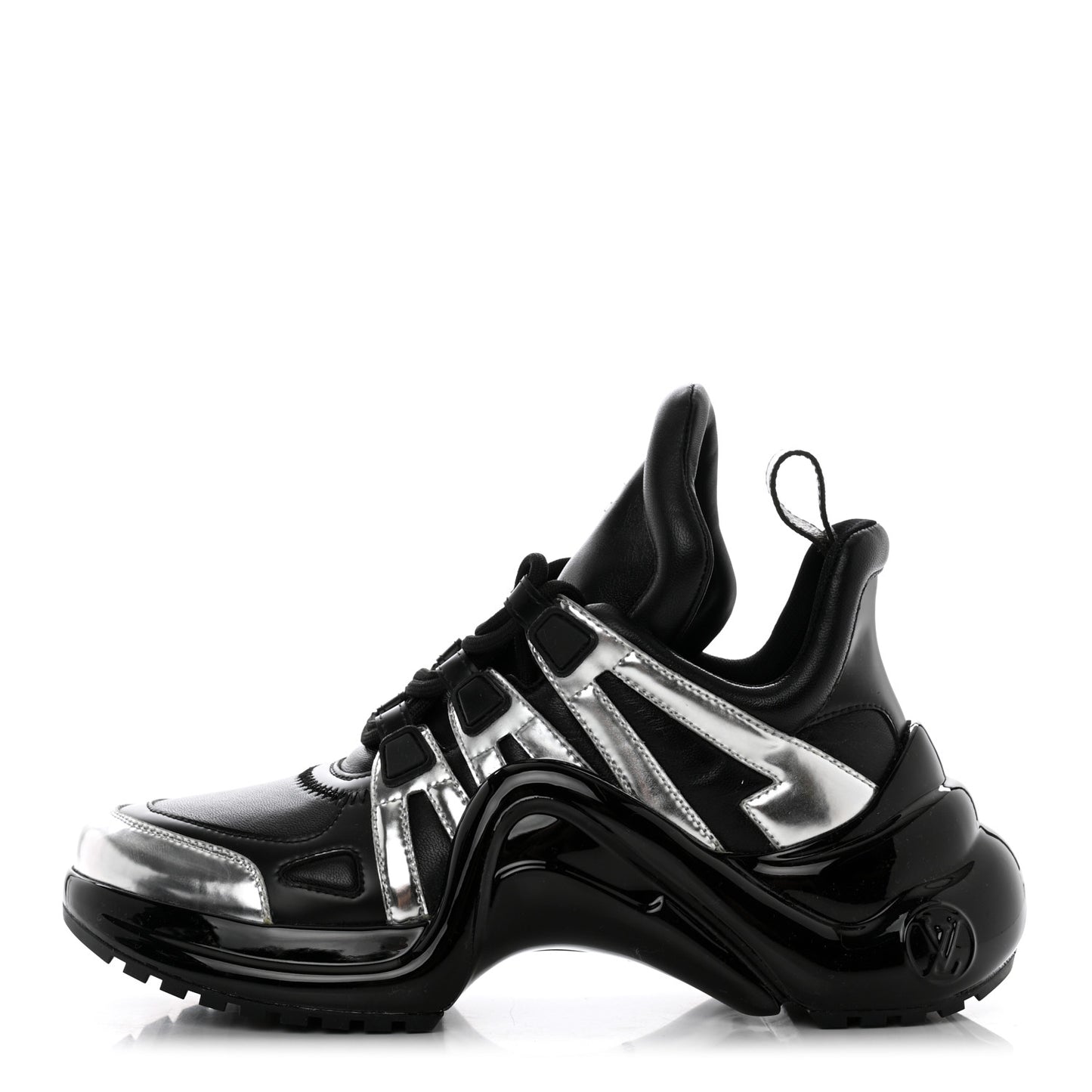 Calfskin Metallic Monogram LV Archlight Sneakers 37 Black Silver