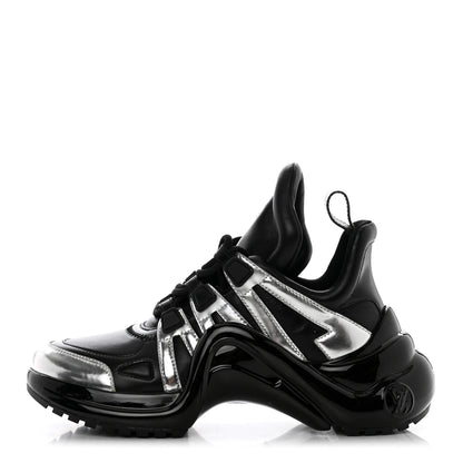 Louis Vuitton Calfskin Metallic Monogram LV Archlight Sneakers 37 Black Silver 1 of 9