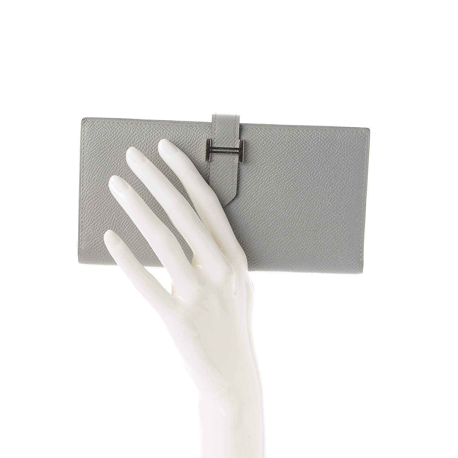 Hermes Epsom Bearn Gusset Wallet Gris Mouette 2 of 11