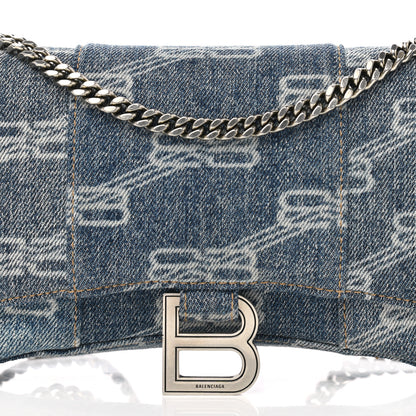 Balenciaga Denim BB Monogram Hourglass Chain Bag Blue 7 of 9