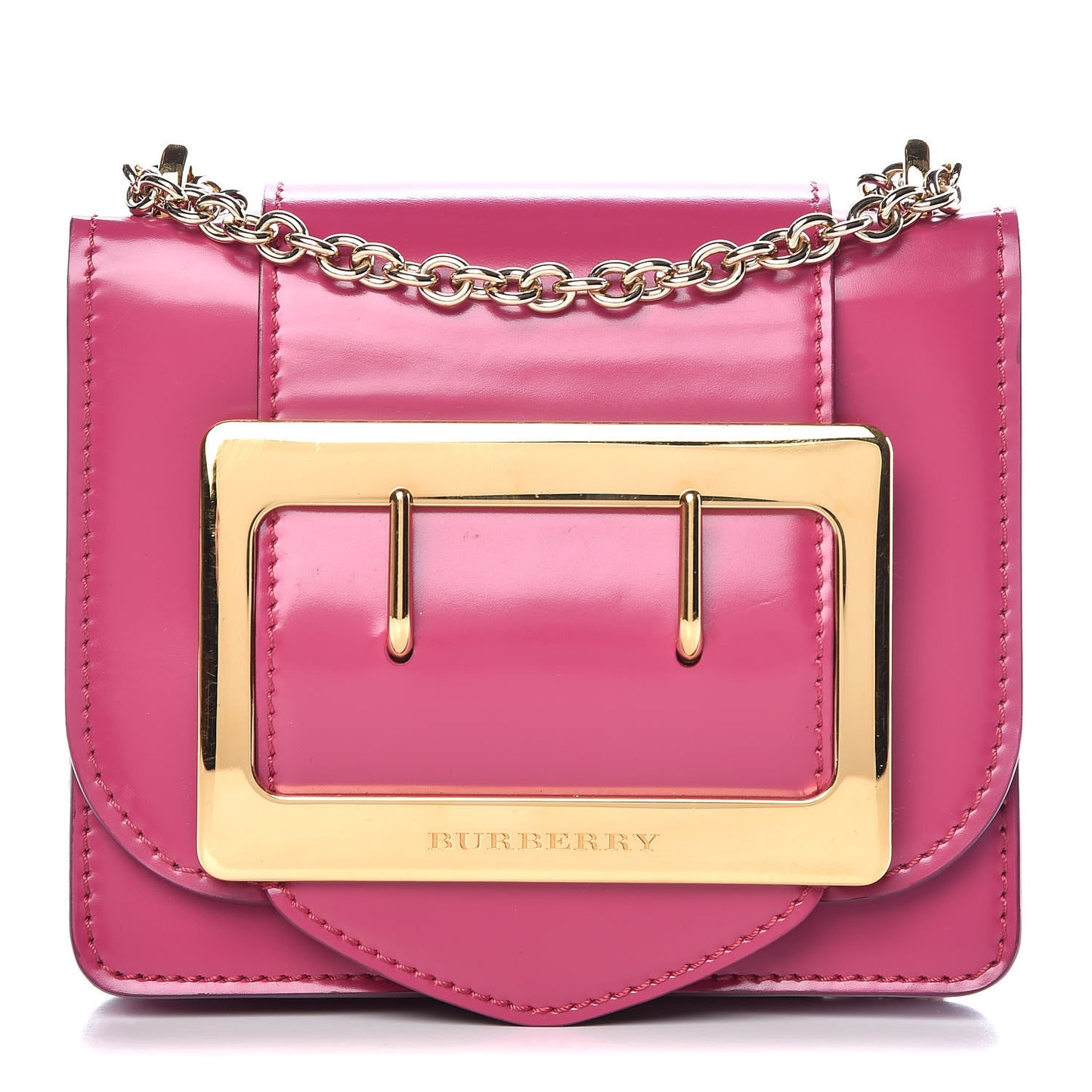 Calfskin Square Belt Shoulder Bag Plum Pink