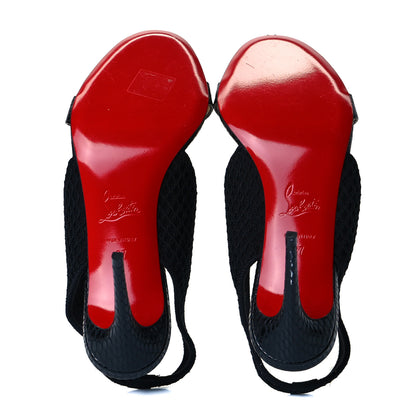 Christian Louboutin Calfskin Mesh Snakeskin Embossed Georgette 85 Sandals 37 Black 7 of 9
