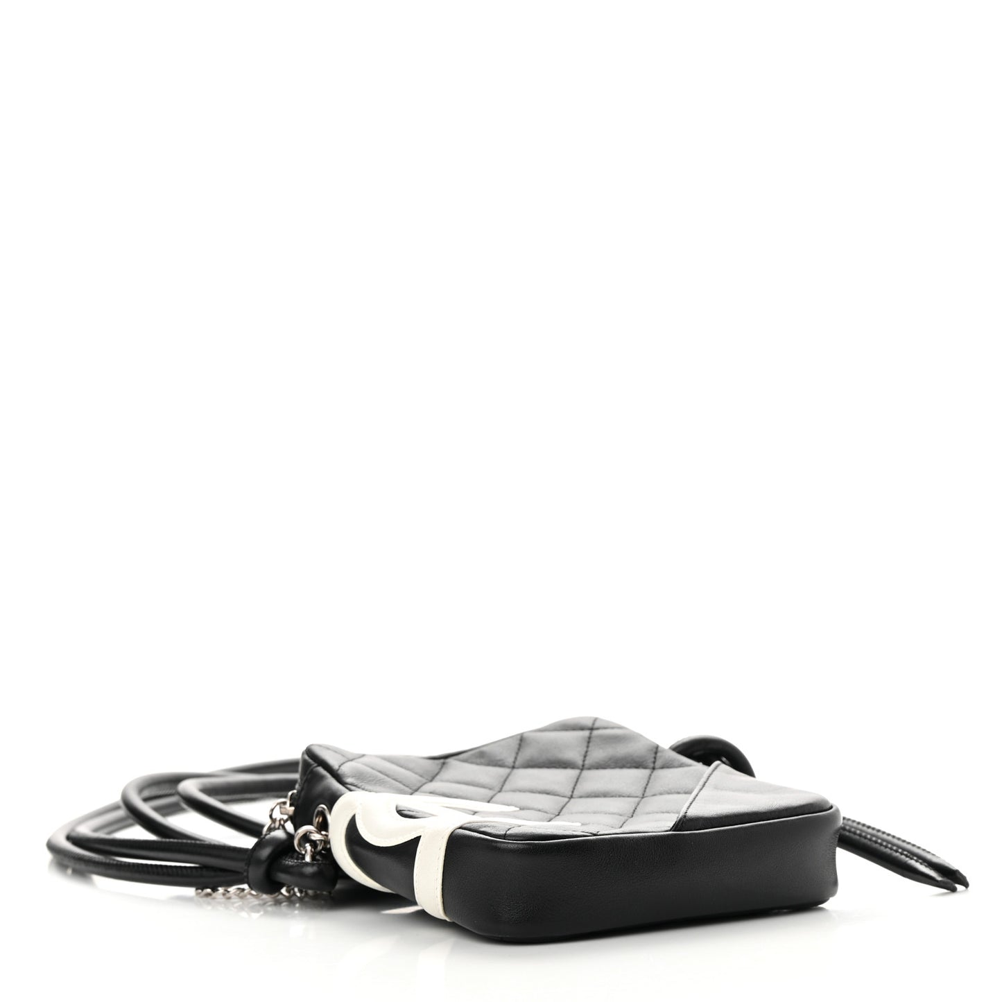 Calfskin Quilted Small Cambon Messenger Black White