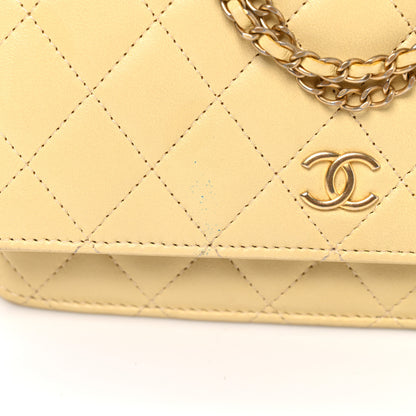 Chanel Lambskin Quilted Enamel Wallet On Chain WOC Yellow 12 of 12