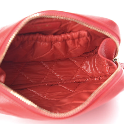 Chanel Caviar Quilted Small Curvy Pouch Cosmetic Case Red 5 of 8