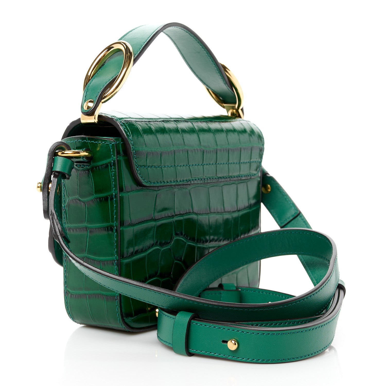 Chloe Calfskin Crocodile Embossed Mini C Double Carry Woodsy Green 3 of 11