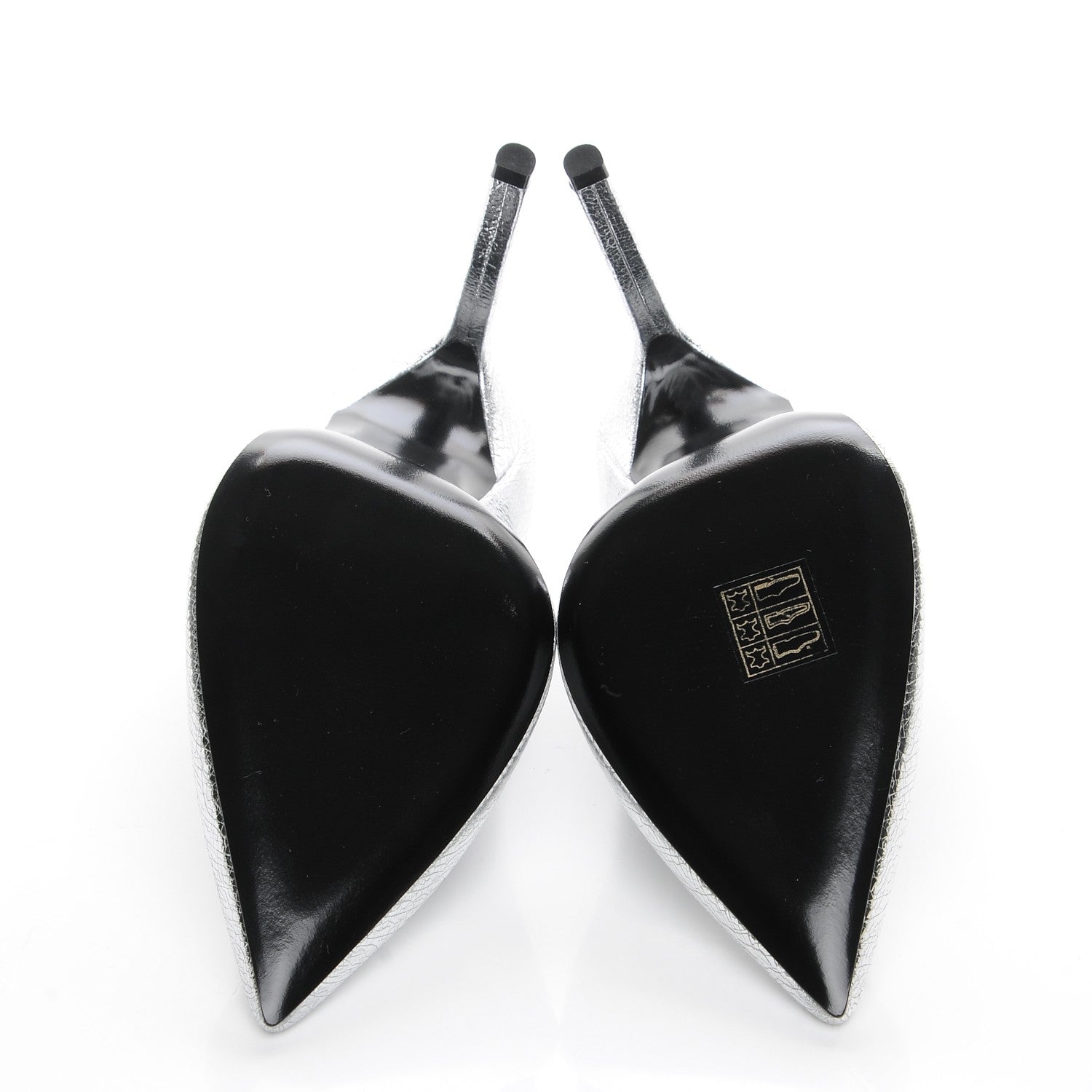 Saint Laurent Metallic Cracked Goatskin Anja 105 Pumps 38.5 Argento 5 of 9