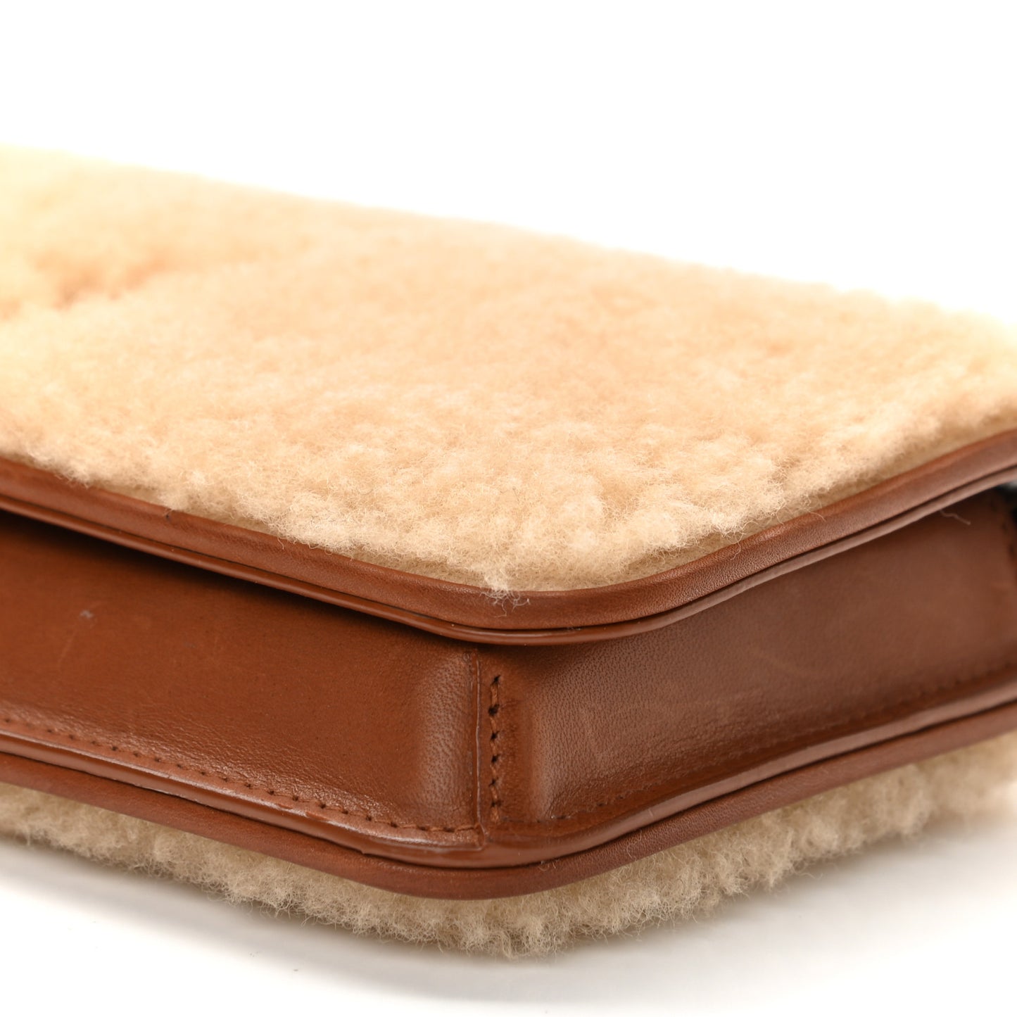 Shearling Monogram Phone Holder Crossbody Brown