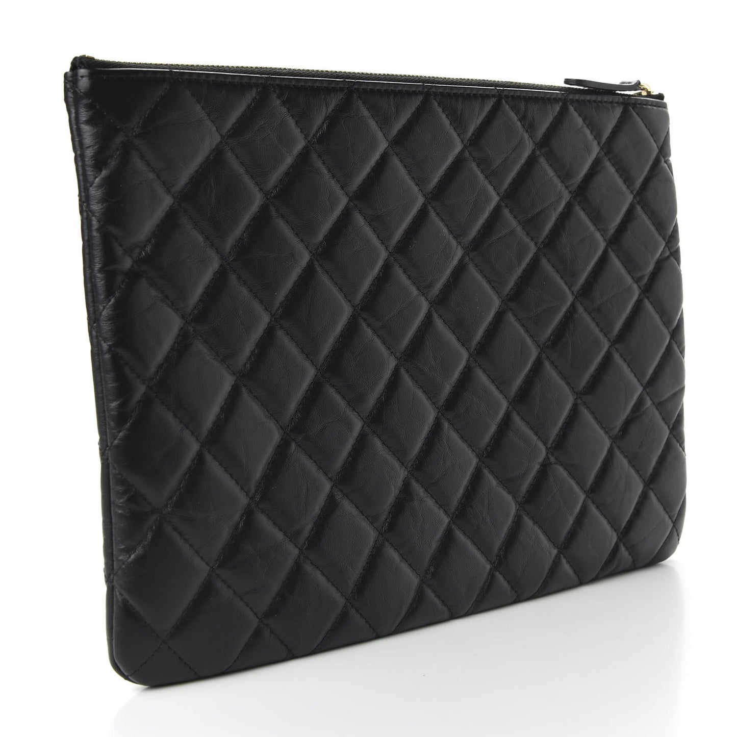 Aged Calfskin Quilted Medium Lucky Charms Cosmetic Case Black