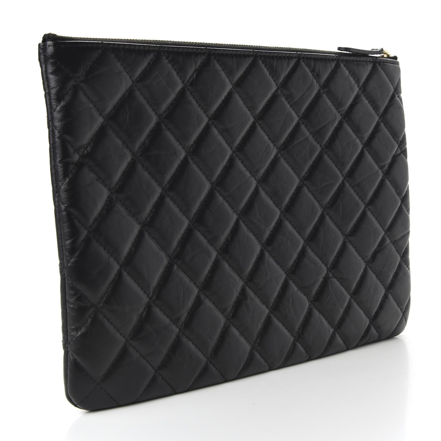 Chanel Aged Calfskin Quilted Medium Lucky Charms Cosmetic Case Black 3 of 8
