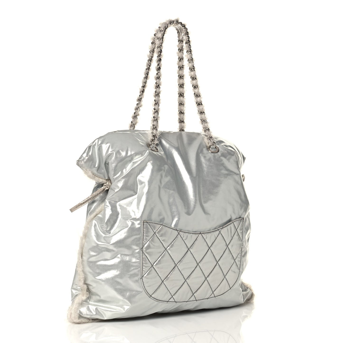 Vinyl Mohair Trimmed CC Bonbons Tote Silver