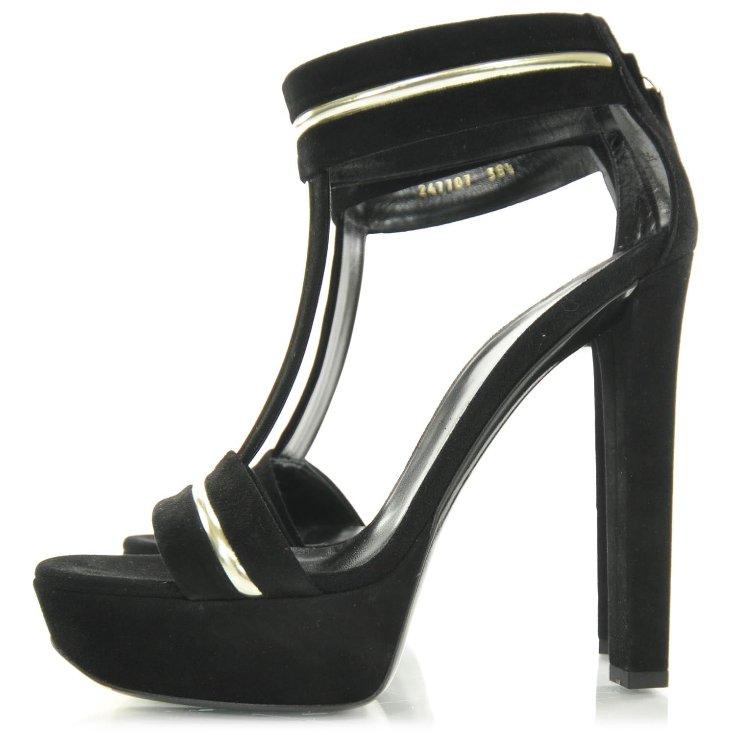 Gucci Suede Platform Heels 38.5 Black 2 of 8