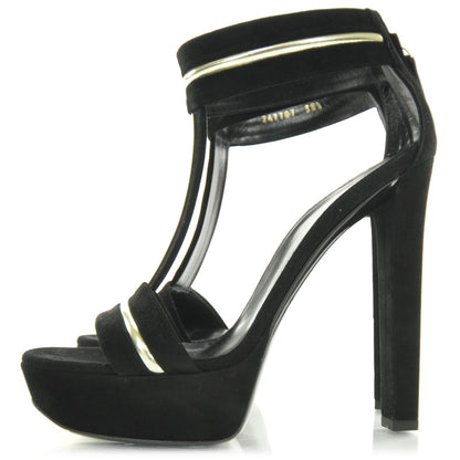 Gucci Suede Platform Heels 38.5 Black 2 of 8