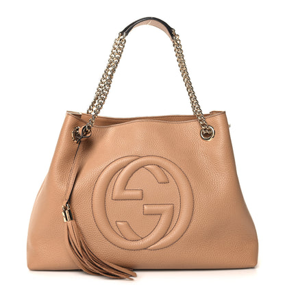 Gucci Pebbled Calfskin Medium Soho Chain Shoulder Bag Camelia 1 of 11